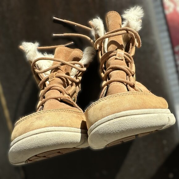 Sorel Explorer Joan Warm Waterproof Suede Winter Boots Size 8.5 Color Camel - Picture 8 of 10
